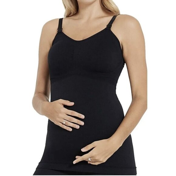 HOFISH Nursing Tank Top Black Stretch Adjustable Straps Maternity Baby Size XL - Picture 1 of 7